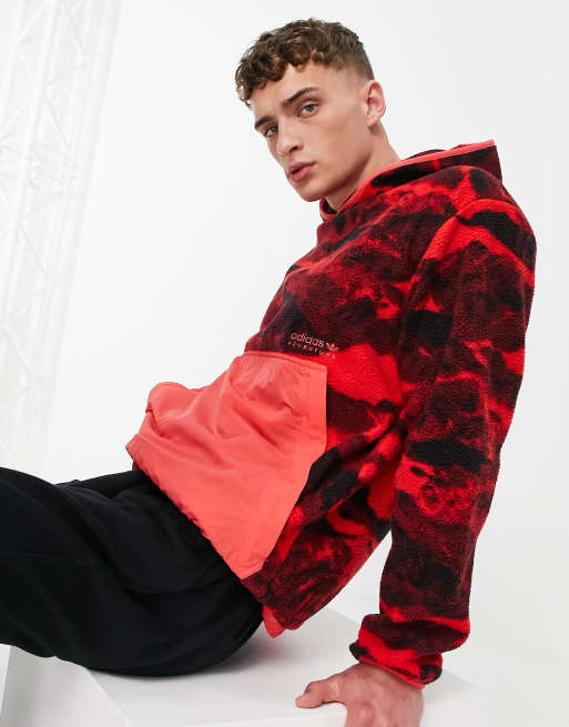 adidas Originals - Adventure - Blå hættetrøje med bjergprint i fleece