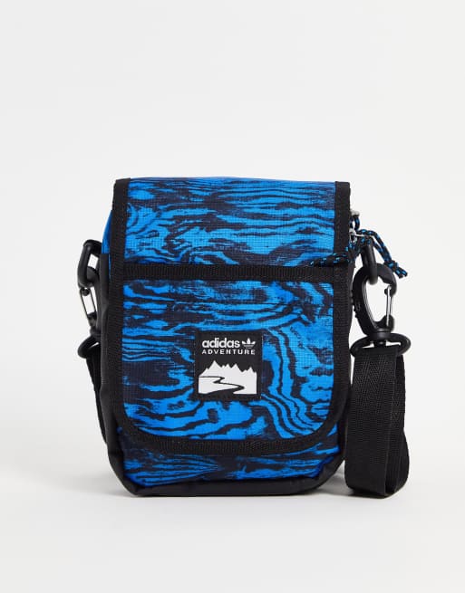 adidas Originals - Adventure - Borsa a tracolla blu e nera con logo