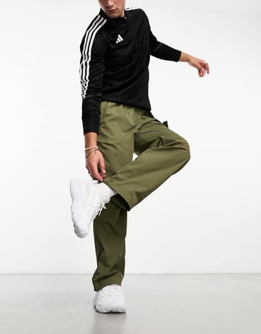 Adidas originals joggers with 2025 logo embroidery in khaki