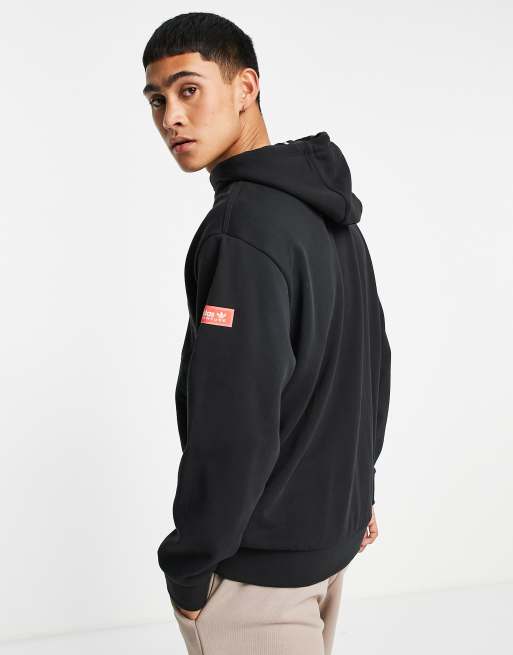 adidas Originals Adventure central print hoodie in black