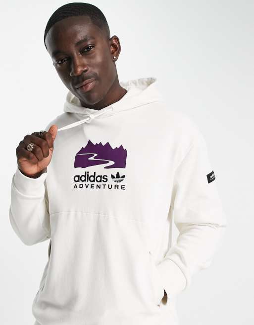 Adidas originals hoodie with stripes cheap and central logo in white