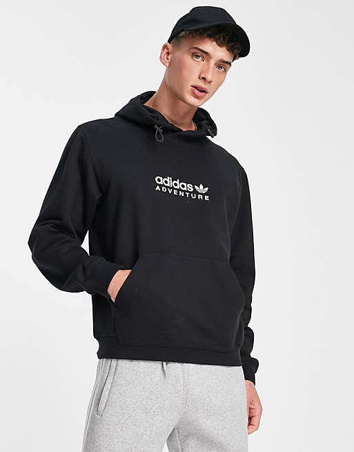 adidas Originals Adventure chest logo hoodie in black | ASOS