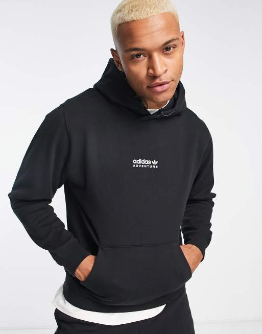 adidas Originals Adventure chest logo hoodie in black
