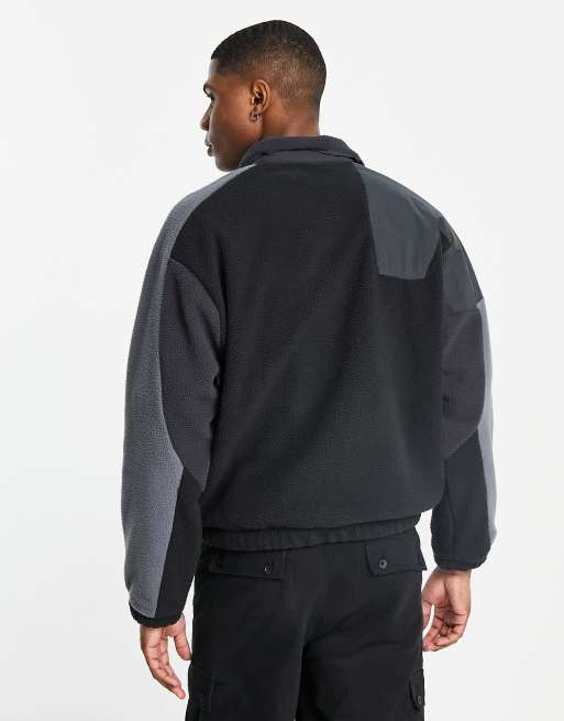 Adidas originals logo quarter zip fleece in blac hotsell