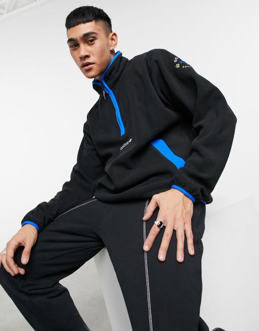adidas Originals - Adventure - Fleece met korte rits in zwart