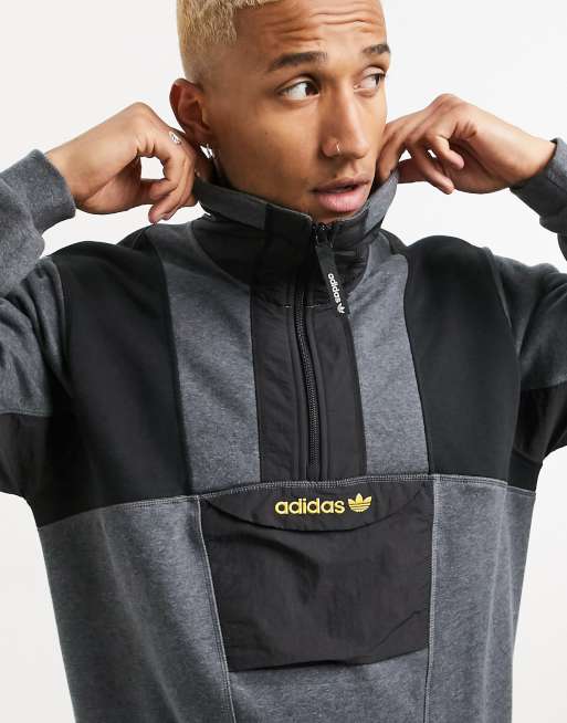 Adidas originals adventure half zip fleece in grey new arrivals