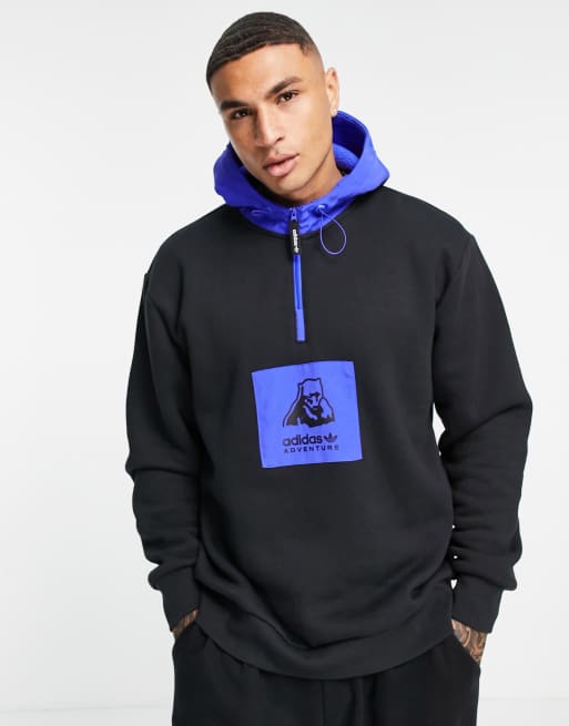 adidas Originals Adventure hoodie in black with polarbear graphic