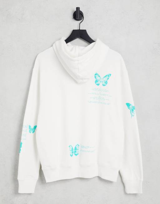 adidas Originals Adventure hoodie in white with butterfly print