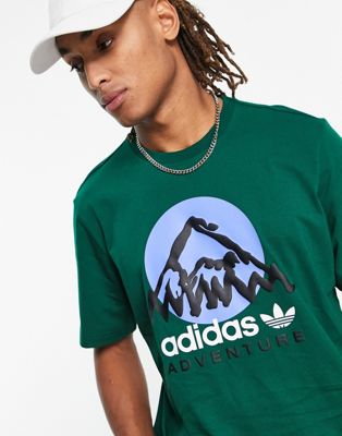 adidas Originals Adventure large chest graphic t-shirt in green - ASOS Price Checker