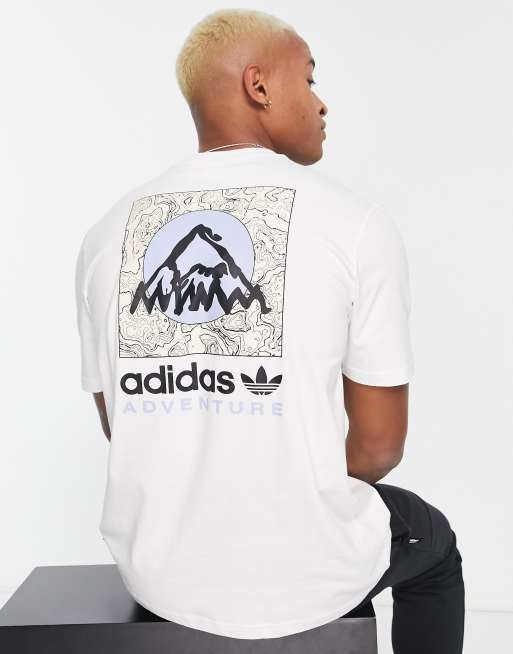 adidas Originals Adventure logo backprint t shirt in white