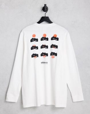 adidas Originals Adventure long sleeve in off white with back print waves graphics