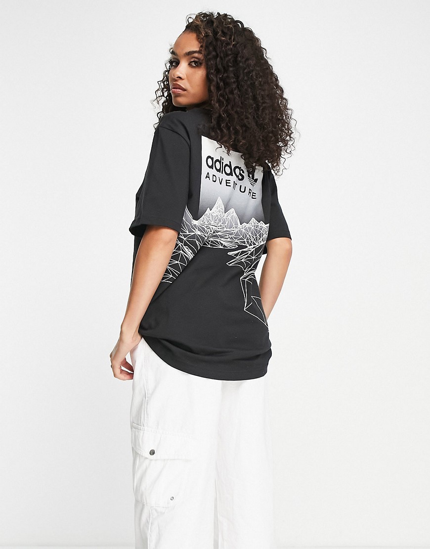 adidas Originals Adventure mountain t-shirt with back graphics in black