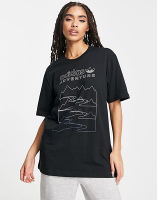 adidas Originals adventure mountain t-shirt in black