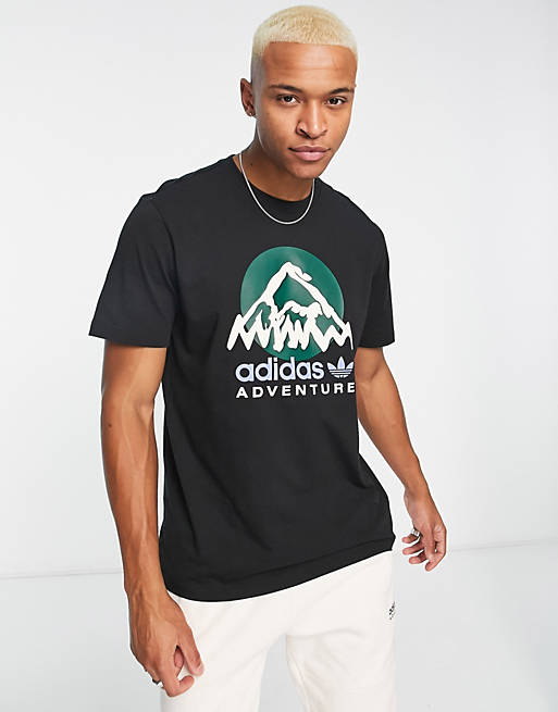adidas Originals Adventure mountain t-shirt in black | ASOS