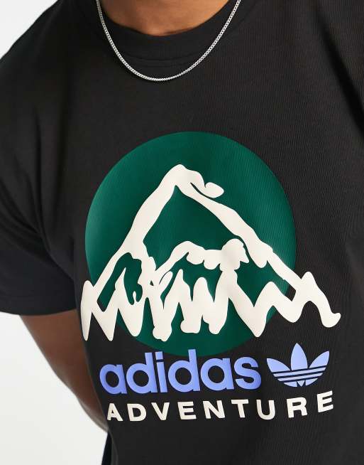 adidas Originals Adventure mountain t-shirt with back graphics in black