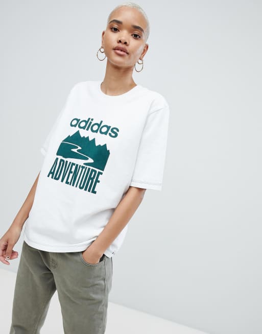 Adidas Originals Adventure Oversized T-Shirt In White | ASOS