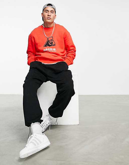 adidas Originals Adventure sweatshirt in red with polarbear graphic