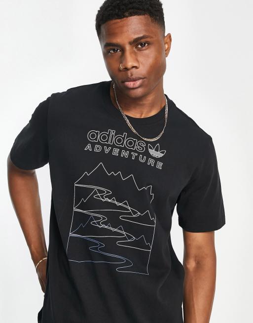 adidas Originals - T-shirt à imprimé Adventure et motif montagne au dos -  Noir