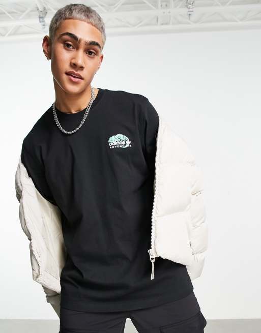 adidas Originals Adventure t-shirt in black with backpack