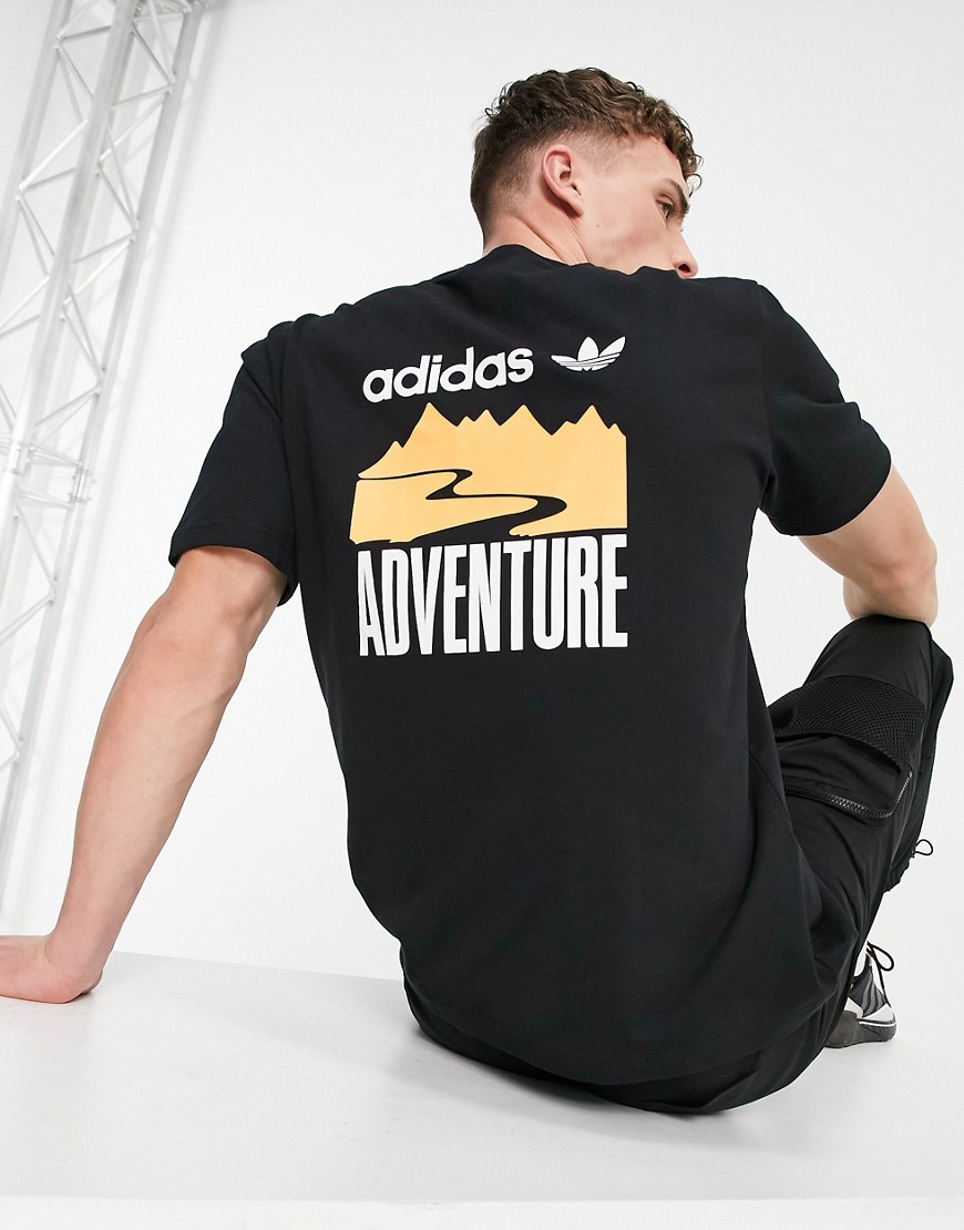 adidas Originals adventure T-shirt in black