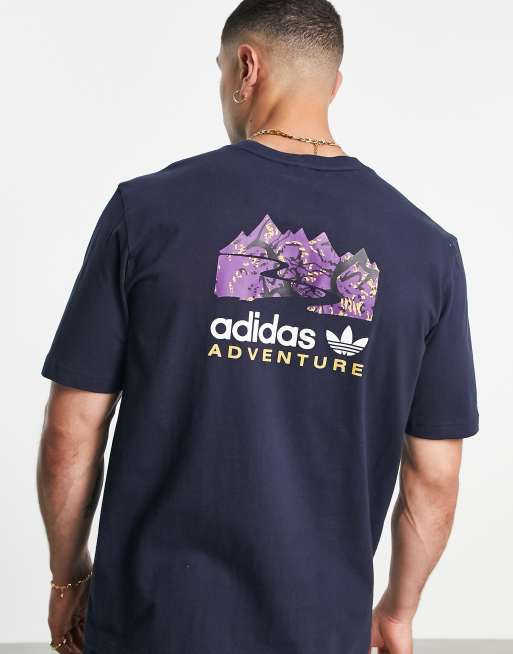 adidas Originals Adventure t-shirt in navy with back print