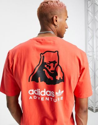 adidas Originals Adventure t-shirt in red with polarbear graphic