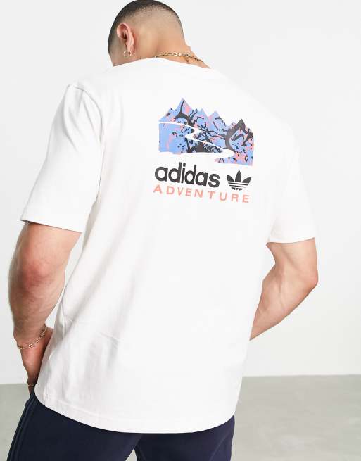 adidas Originals Adventure t shirt in white with back print