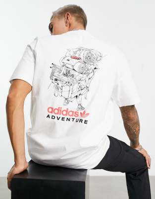 ◆addias Originals◆Adventure バックロゴTシャツ 送料込 adidas Originals Adventure t-shirt in white with backpack