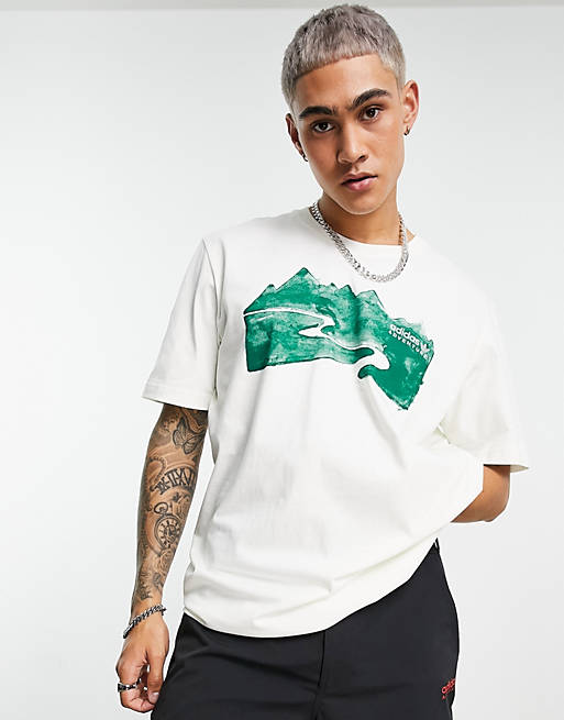  adidas Originals Adventure t-shirt in white with mountain print 