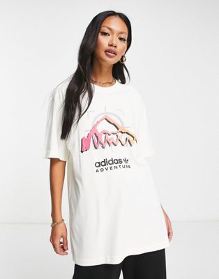 adidas Originals adventure t-shirt in white