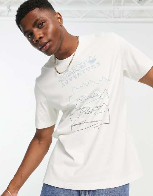 adidas Originals - Adventure - T-shirt met bergprint in gebroken wit