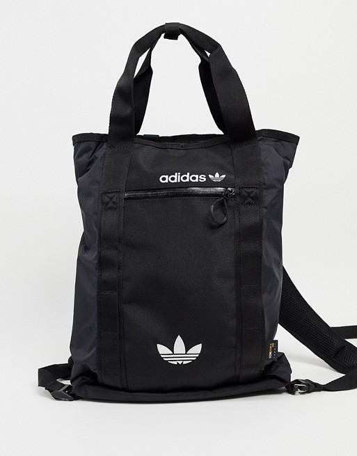 adidas Originals adventure tote backpack in black
