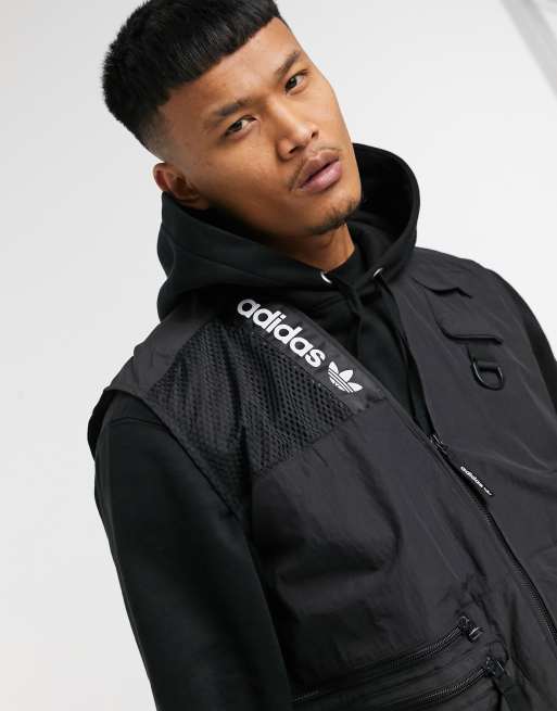 adidas Originals adventure utility vest jacket in black