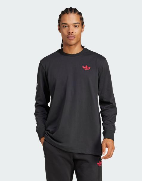 adidas Originals Ajax amsterdam long sleeve graphic tee in black