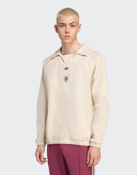 adidas Originals Ajax amsterdam terrace icons drill top in halo ivory