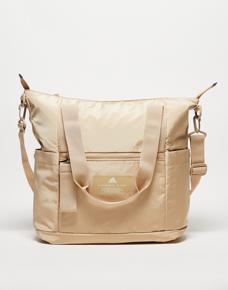 Adidas Originals Essentials Canvas Mini Tote Bag In Tan, Women's At Urban Outfitters In Neutral