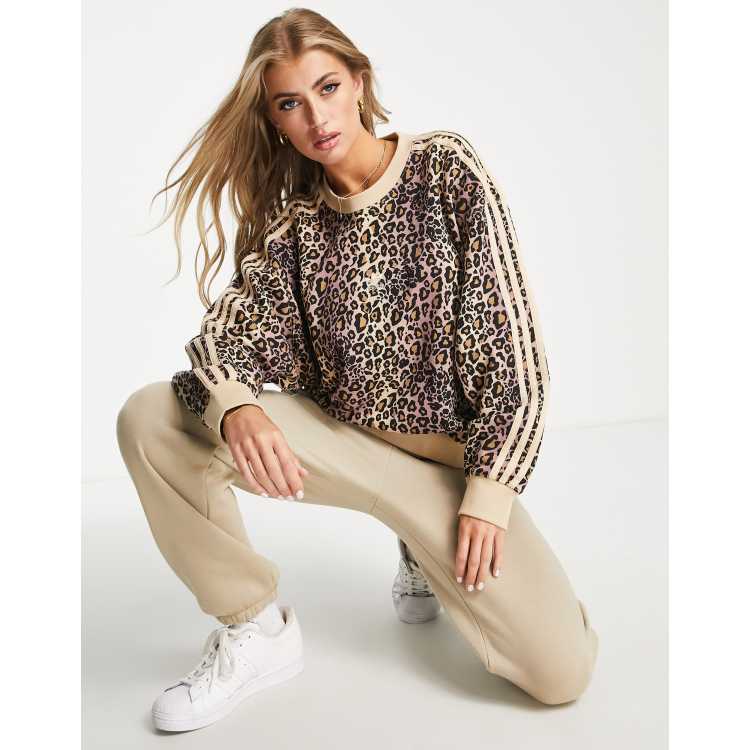 adidas Originals all over leopard print legging shorts in brown, ASOS