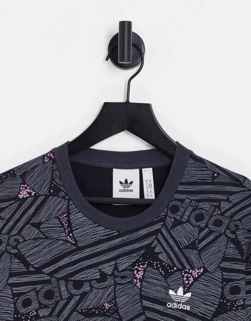 adidas Originals all over print trefoil T-shirt in gray | ASOS