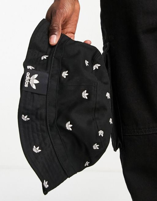 Shop Adidas Originals Trefoil Monogram Bucket Hat GB7949 black
