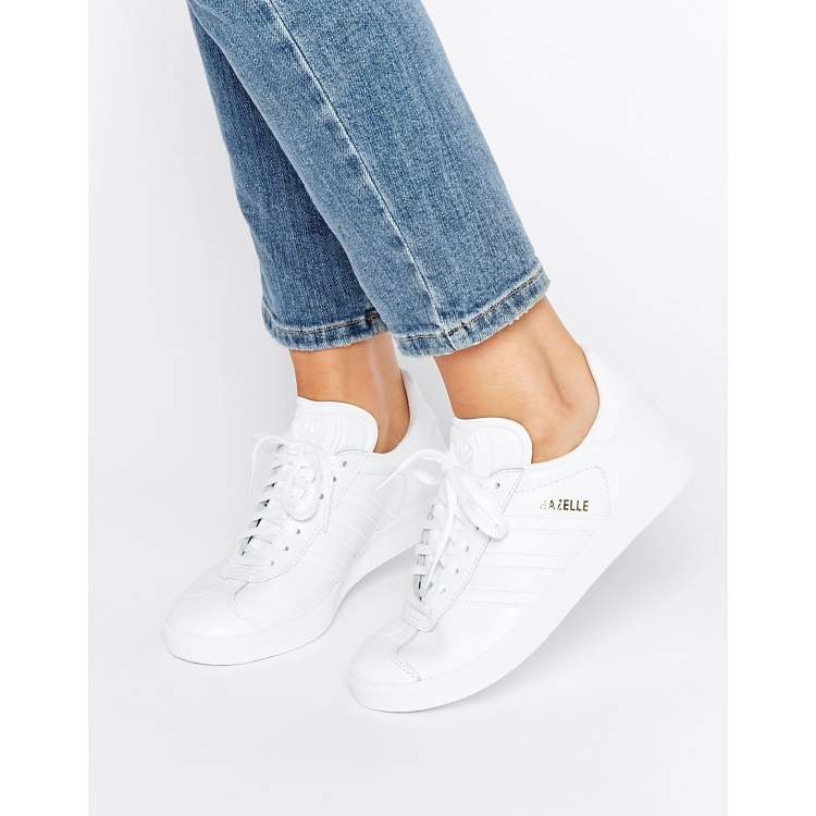 behandeling kalf grijnzend adidas Originals All White Leather Gazelle Unisex Sneakers | ASOS