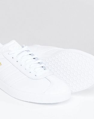 white leather adidas gazelle