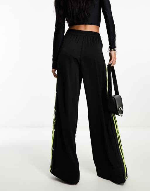 Adidas originals adibreak satin wide leg popper pants in black hotsell