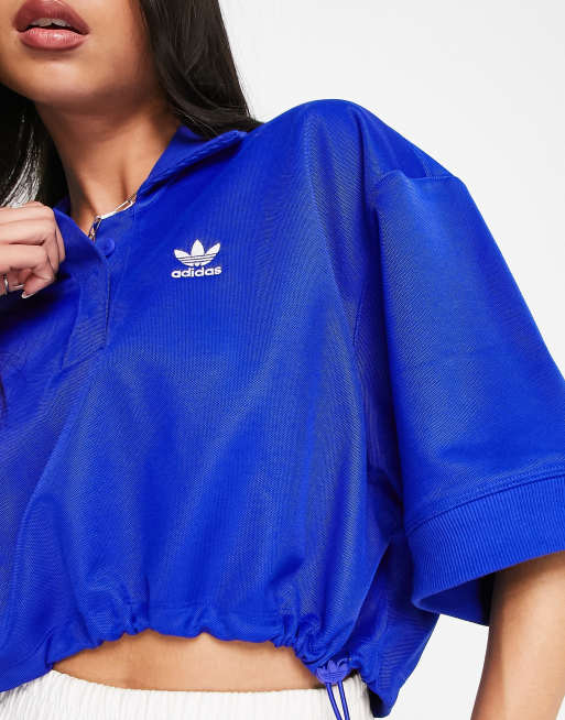 adidas Originals 'Always Original' crop polo top in blue | ASOS