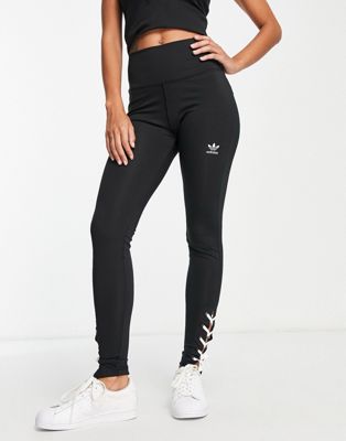 adidas Originals Luxe Lounge high waisted repeat logo leggings in brown - ASOS Price Checker