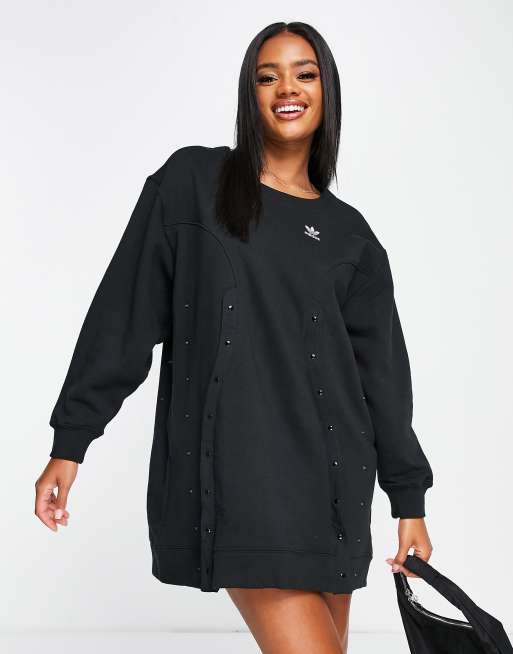 adidas Originals - Always Original - Vestito felpa nero con bottoni a pressione