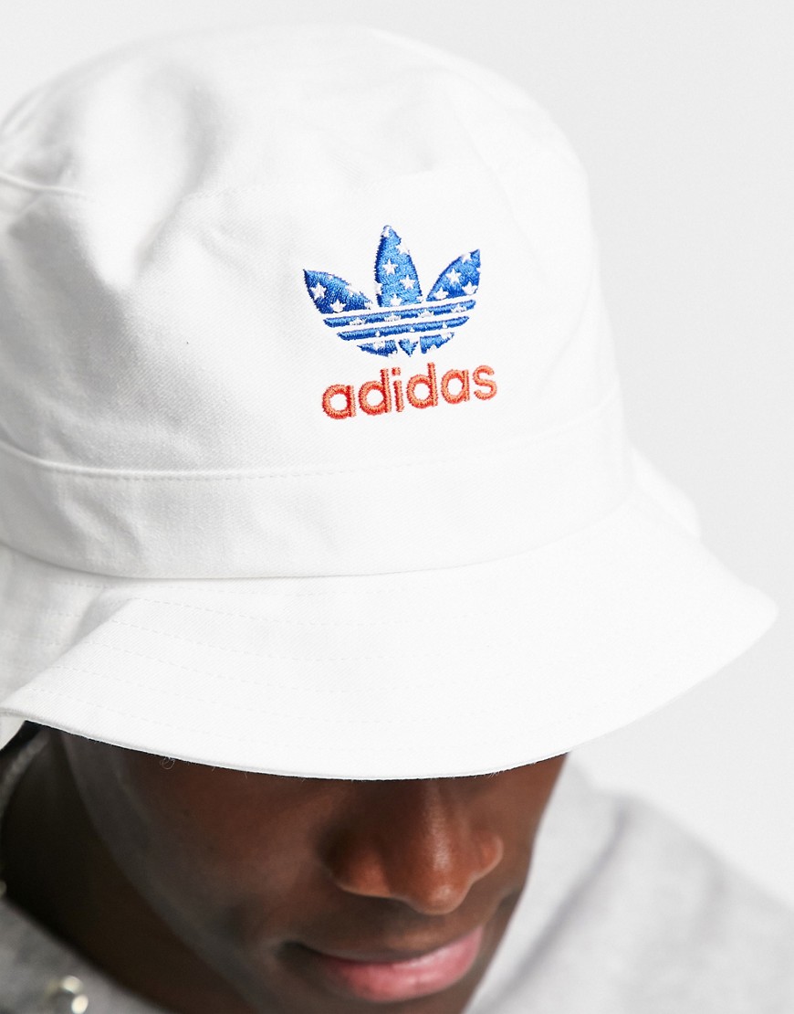 Adidas Originals Americana bucket hat in white