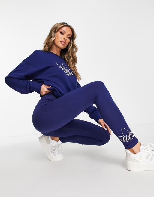 adidas Originals Plus 'Logomania' repeat logo leggings in light blue, ASOS