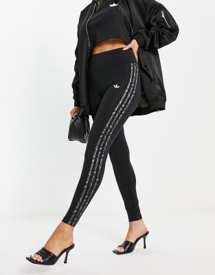 adidas Originals trefoil logo play leggings in black