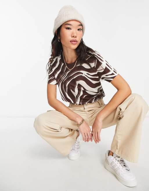 adidas Originals Animal Abstract T-shirt in brown