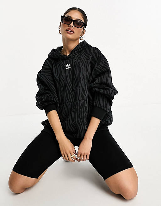 adidas Originals animal print hoodie in black | ASOS